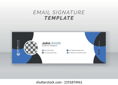 Modern corporate organic shape email signature cover design layout template with an author photo place.