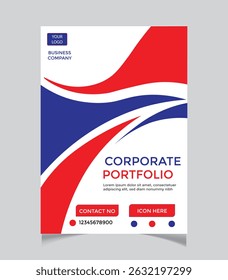Modern Corporate Portfolio Design Template in Red and Blue, or A professional, eye-catching design template for a corporate portfolio.