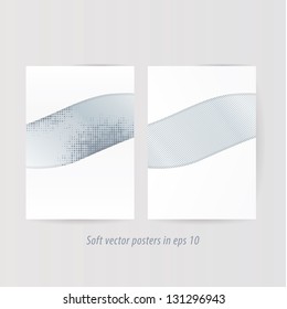 Modern corporate poster. Vector blank paper with decorative element - points and stripes. Editable, sizable. Much space for your content. Fresh vector posters.