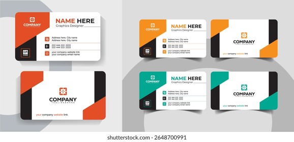 Modern Corporate and Professional Business Card Template with Clean and Professional Layout
