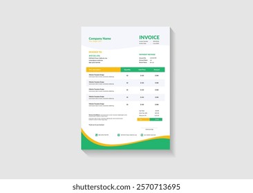 Modern corporate professional business invoice vector template