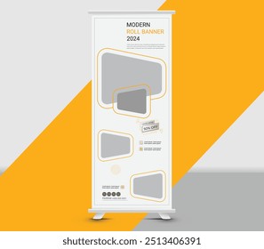 Modern corporate roll up banner template, display banner, x-banner, flag-banner 