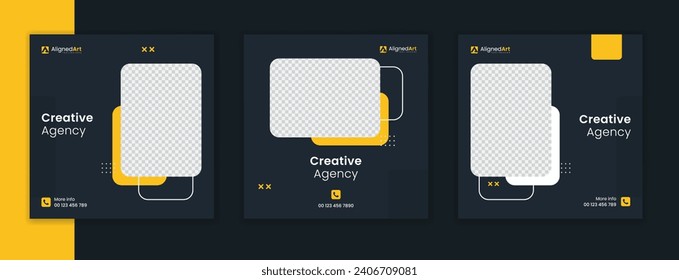 Modern corporate social media post design bundle, set of editable template for business agency