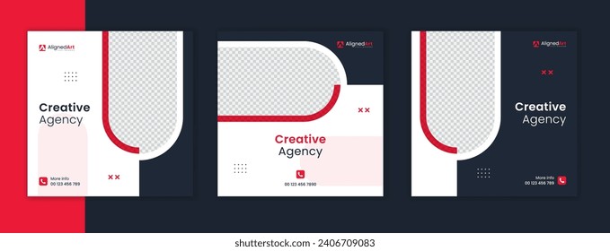 Modern corporate social media post design bundle, set of editable template for business agency