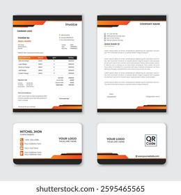 Modern Corporate Stationery Design Invoice Letterhead business card Template