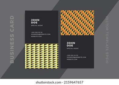 Modern corporate stationery mockup with artistic geometric pattern. Elegant abstract business card vertical dark templates. Clean and simple vector editable background with sample text. EPS10