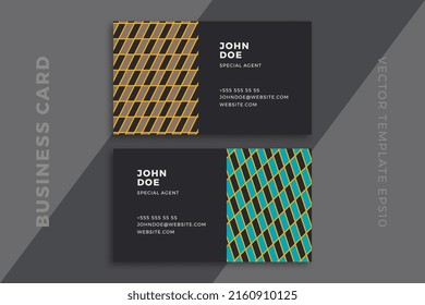 Modern corporate stationery mockup with artistic geometric pattern. Elegant abstract business card dark templates. Clean and simple vector editable background with sample text. EPS10