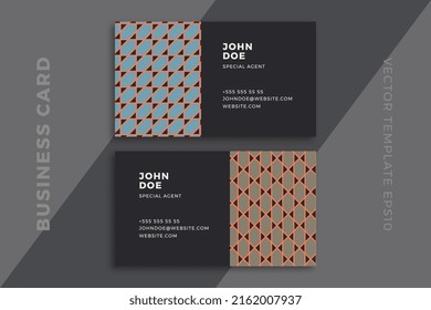 Modern corporate stationery mockup with artistic geometric pattern. Elegant abstract business card dark templates. Clean and simple vector editable background with sample text. EPS10