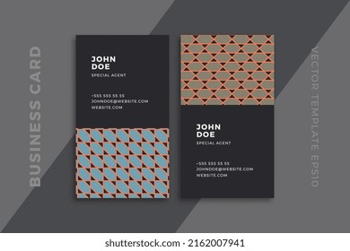 Modern corporate stationery mockup with artistic geometric pattern. Elegant abstract business card vertical dark templates. Clean and simple vector editable background with sample text. EPS10