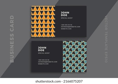 Modern corporate stationery mockup with artistic geometric pattern. Elegant abstract business card dark templates. Clean and simple vector editable background with sample text. EPS10