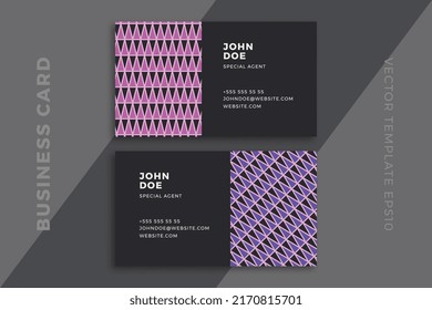 Modern corporate stationery mockup with artistic geometric pattern. Elegant abstract business card dark templates. Clean and simple vector editable background with sample text. EPS10