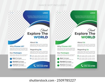 Modern and corporate travel flyer template design or travel agency brochure cover