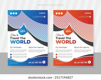 Modern and corporate travel flyer template design or travel agency brochure cover