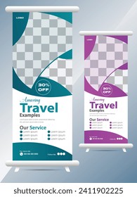 Modern corporate Travel vacation roll up banner design or pull up banner template