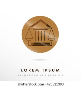 LOGOTIPO DE VECTOR CORPORATIVO MODERNO / DISEÑO DE ICONOS DE UNA ESCALA DE LEY INCORPORADA CON UN CORTOMA Y UNA INICIAL "L" . COLORES UTILIZADOS: MARRÓN BRILLANTE, MARRÓN OSCURO
