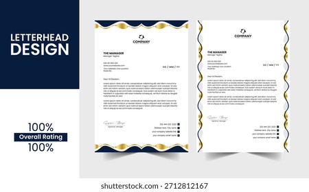 Moderne Corporate Wavy Border Briefkopf Design-Vorlage