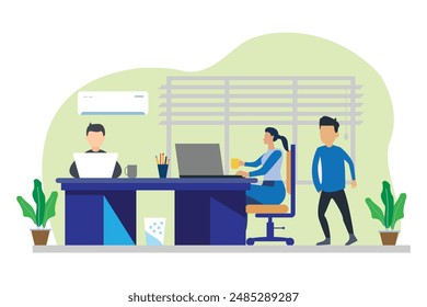 Modern Corporate Workspace with Diverse Business Team