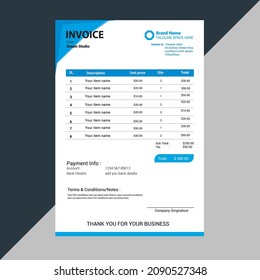 Modern corporate yellow business invoice template