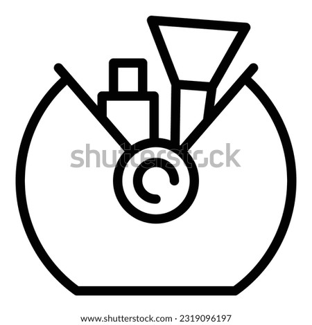 Modern cosmetic icon outline vector. Bag makeup. Zipper purse