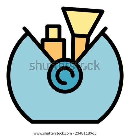 Modern cosmetic icon outline vector. Bag makeup. Zipper purse color flat