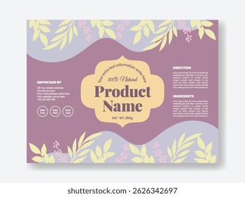 Modern Cosmetics Packaging Label template design, Cosmetic, skin care, beauty care, flyer, poster, leaflet, brochure cover, invitation greetings card design
 with organic floral vector background