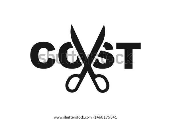 Modern cost or tax reduce icon, bank note or\
dollar and scissors icon vector\

