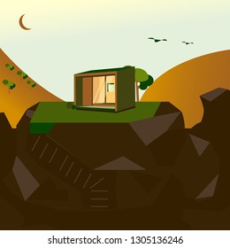 modern cottage from container  beach house vector  isolated