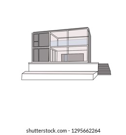 modern cottage, container house,  vector illustraion