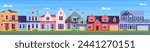 Modern cottage house set. Cottage Real Estates Cute Town Concept. Vector illustration in flat style