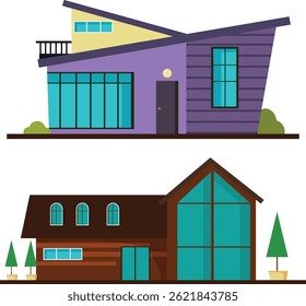 Modern cottage houses set design for use design.