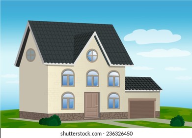 Modern cottage. Vector. Eps 10