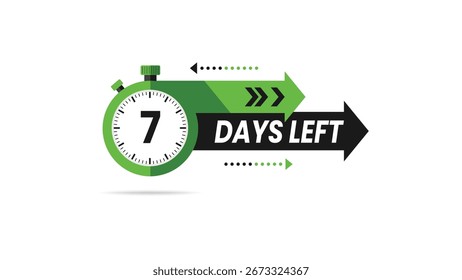 cronômetro de contagem regressiva moderno sete dias restantes vetor ilustração para prazo de negócios lembrete urgente tempo limitado oferta promoção de evento campanha de marketing digital banner template