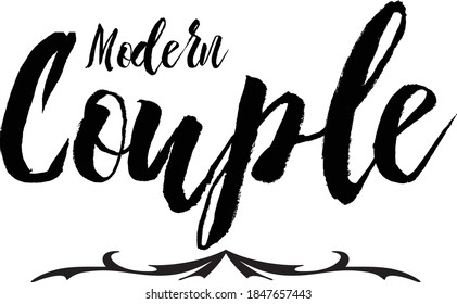 Modern Couple Bold Calligraphy Black Color Text On White Background