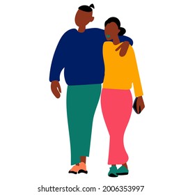 Modern couple vector concept. Self isolated people illustration. Couple in love enjoy each other.