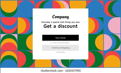 Modern coupon template for web. Universal background with geometric elements for promotion, social media, mobile apps. Discount promo backgrounds with abstract pattern. Email ad newsletter layouts