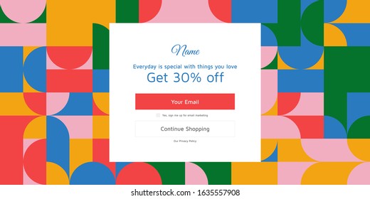 Modern coupon template for web. Universal background with geometric elements for promotion, social media, mobile apps. Discount promo backgrounds with abstract pattern. Email ad newsletter layouts