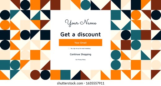 Modern coupon template for web. Universal background with geometric elements for promotion, social media, mobile apps. Discount promo backgrounds with abstract pattern. Email ad newsletter layouts