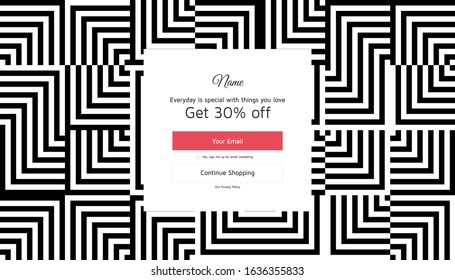Modern coupon template for web. Universal background with geometric elements for promotion, social media, mobile apps. Discount promo backgrounds with abstract pattern. Email ad newsletter layouts