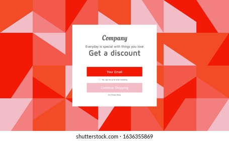 Modern coupon template for web. Universal background with geometric elements for promotion, social media, mobile apps. Discount promo backgrounds with abstract pattern. Email ad newsletter layouts