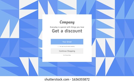 Modern coupon template for web. Universal background with geometric elements for promotion, social media, mobile apps. Discount promo backgrounds with abstract pattern. Email ad newsletter layouts
