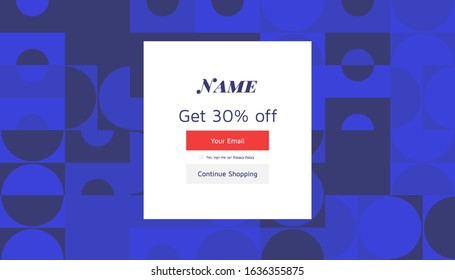 Modern coupon template for web. Universal background with geometric elements for promotion, social media, mobile apps. Discount promo backgrounds with abstract pattern. Email ad newsletter layouts
