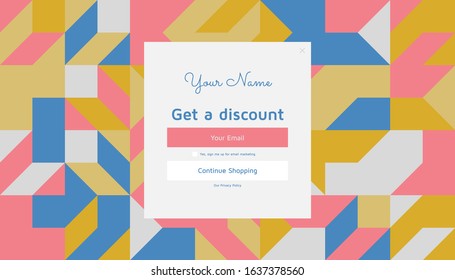 Modern coupon template for web. Universal background with geometric elements for promotion, social media, mobile apps. Discount promo backgrounds with abstract pattern. Email ad newsletter layouts