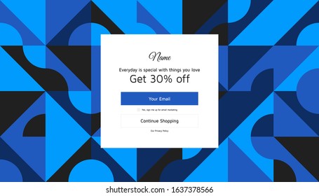 Modern coupon template for web. Universal background with geometric elements for promotion, social media, mobile apps. Discount promo backgrounds with abstract pattern. Email ad newsletter layouts