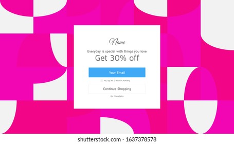 Modern coupon template for web. Universal background with geometric elements for promotion, social media, mobile apps. Discount promo backgrounds with abstract pattern. Email ad newsletter layouts