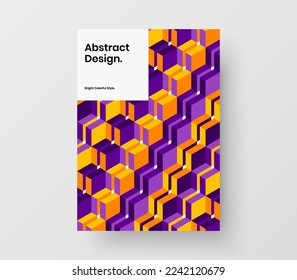 Modern cover A4 design vector template. Multicolored mosaic pattern handbill layout.