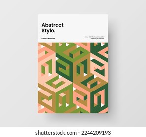 Modern cover A4 vector design illustration. Multicolored mosaic tiles handbill concept.