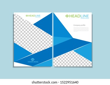 Modern cover background design. abstract geometric blue, and transparent screen for brand images. eps 10