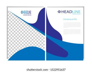 Modern cover background design. blue wavy abstracts, and transparent screens for brand images. eps 10