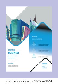 Modern cover brochure flyer design template. City background business book leaflet cover design in A4 magazines, posters, booklets, wallpaper, banners, corporate presentation.
