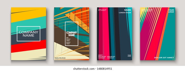 Modern cover collection design. Abstract retro 90s style texture of colorful neon lines. Striped trends background. Future geometric patterns. Design presentations, print, flyer, business cards